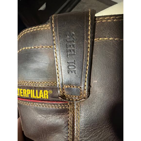 Men’s Caterpillar Steel toe Boots Size 10.5 Great Condition Dark Brown main image 4